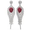Image 2 : 11.22 ctw Ruby & Diamond Earrings 18K White Gold - REF-527F3M