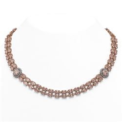 60.62 ctw Morganite & Diamond Necklace 14K Rose Gold - REF-876W4H