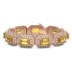 49.68 ctw Canary Citrine & Diamond Victorian Bracelet 14K Rose Gold - REF-1055M3G