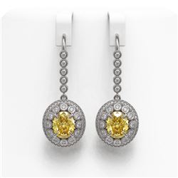 7.65 ctw Canary Citrine & Diamond Victorian Earrings 14K White Gold - REF-216Y9X