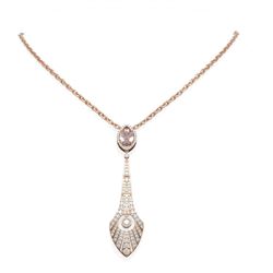 4.37 ctw Morganite & Diamond Necklace 18K Rose Gold - REF-360A2N