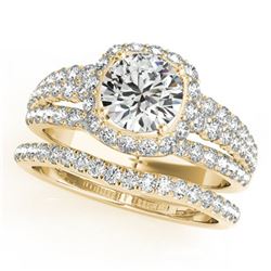2.44 ctw Certified VS/SI Diamond 2pc Wedding Set Halo 14k Yellow Gold - REF-413A9N