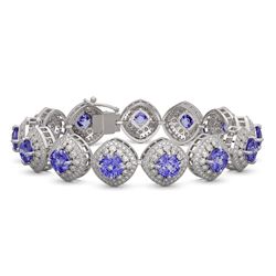 38.1 ctw Tanzanite & Diamond Victorian Bracelet 14K White Gold - REF-1136A8N