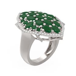 7.19 ctw Emerald & Diamond Ring 18K White Gold - REF-229M3G