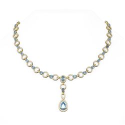 20.52 ctw Aquamarine & Diamond Necklace 18K Yellow Gold - REF-890N9F