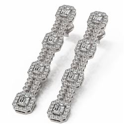 4 ctw Emerald Cut Diamond Designer Earrings 18K White Gold - REF-631A3N