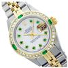 Image 1 : Rolex Men's Two Tone 14K Gold/SS, QuickSet, Diam/Emerald Dial & Diam/Emerald Bezel - REF-557F7M
