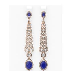 9.18 ctw Sapphire & Diamond Earrings 18K Rose Gold - REF-520N2F