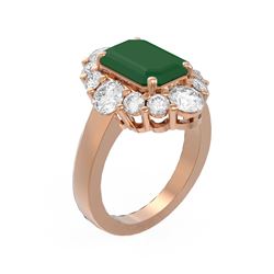 8.54 ctw Emerald & Diamond Ring 18K Rose Gold - REF-409H3R