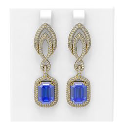 12.22 ctw Tanzanite & Diamond Earrings 18K Yellow Gold - REF-709W3H