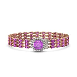 24.75 ctw Amethyst & Diamond Bracelet 14K Rose Gold - REF-281H8R