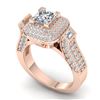 Image 2 : 2.85 ctw Princess VS/SI Diamond Art Deco Micro Ring 14k Rose Gold - REF-486M2G