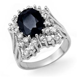 5.15 ctw Blue Sapphire & Diamond Ring 18k White Gold - REF-160Y2X