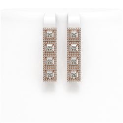 4.7 ctw Princess Cut Diamond Micro Pave Earrings 18K Rose Gold - REF-393H4R