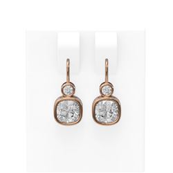 2.24 ctw Cushion Diamond Earrings 18K Rose Gold - REF-576G8W