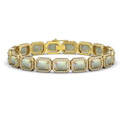 16.86 ctw Opal & Diamond Micro Pave Halo Bracelet 10k Yellow Gold - REF-436K4Y