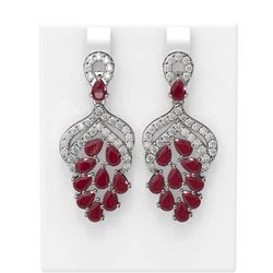 13.02 ctw Ruby & Diamond Earrings 18K White Gold - REF-309W5H