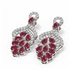 Image 3 : 13.02 ctw Ruby & Diamond Earrings 18K White Gold - REF-309W5H