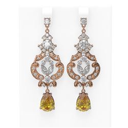 11.04 ctw Canary Citrine & Diamond Earrings 18K Rose Gold - REF-818F2M