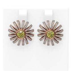 3 ctw Fancy Yellow Diamond Earrings 18K Rose Gold - REF-378A2N