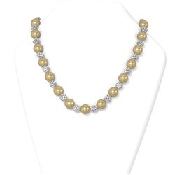 7.73 ctw Diamond & Pearl Necklace 18K White Gold - REF-889K8Y