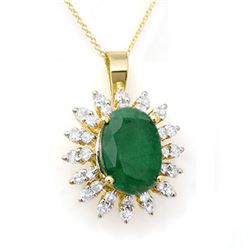 6.21 ctw Emerald & Diamond Pendant 14k Yellow Gold - REF-134Y5X