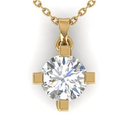 1 ctw Certified VS/SI Diamond Solitaire Necklace 14k Yellow Gold - REF-284Y9X