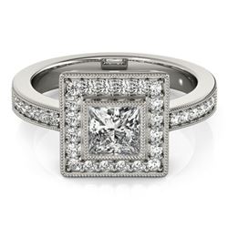 1.11 ctw Certified VS/SI Princess Diamond Halo Ring 18k White Gold - REF-156G8W