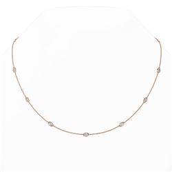2.75 ctw Marquise Diamond Station Necklace 18K Rose Gold - REF-438G5W