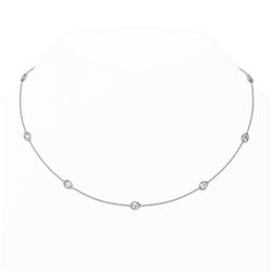 4.5 ctw Pear Cut Diamond Station Necklace 18K White Gold - REF-747W4H