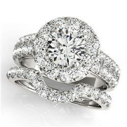 2.3 ctw Certified VS/SI Diamond 2pc Wedding Set Halo 14k White Gold - REF-203Y2X