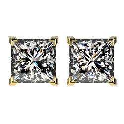 2.50 ctw VS/SI Quality Princess Diamond Stud Earrings 10k Yellow Gold - REF-601K4Y