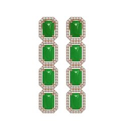 11.93 ctw Jade & Diamond Micro Pave Halo Earrings 10k Rose Gold - REF-146H4R