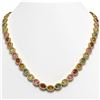Image 1 : 31.96 ctw Multi Color Sapphire & Diamond Micro Pave Necklace 10k Yellow Gold - REF-674R4K