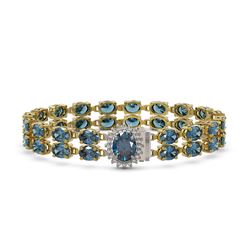 29.22 ctw London Topaz & Diamond Bracelet 14K Yellow Gold - REF-218A2N