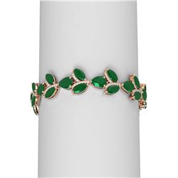 38.72 ctw Emerald & Diamond Bracelet 18K Rose Gold - REF-527G3W