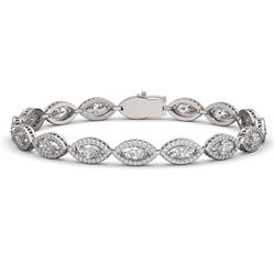 12.16 ctw Marquise Cut Diamond Micro Pave Bracelet 18K White Gold - REF-1692K3Y