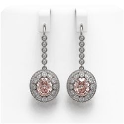 7.85 ctw Morganite & Diamond Victorian Earrings 14K White Gold - REF-317G5W