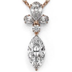 1.4 ctw Marquise Cut Diamond Designer Necklace 18K Rose Gold - REF-181A2N
