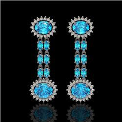 9.85 ctw Swiss Topaz & Diamond Earrings 14K White Gold - REF-145R3K