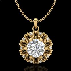 1.2 ctw VS/SI Diamond Art Deco Micro Pave Stud Necklace 18k Yellow Gold - REF-220W2H