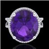Image 1 : 10 ctw Amethyst & Micro Pave VS/SI Diamond Ring 18k White Gold - REF-80M2G
