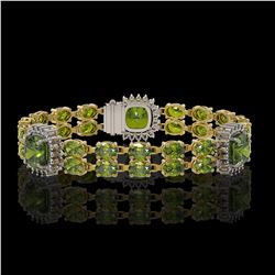 18.93 ctw Tourmaline & Diamond Bracelet 14K Yellow Gold - REF-314M8G