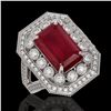 Image 1 : 7.11 ctw Certified Ruby & Diamond Victorian Ring 14K White Gold - REF-171X5A