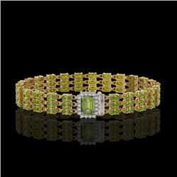 25.49 ctw Tourmaline & Diamond Bracelet 14K Yellow Gold - REF-318H2R