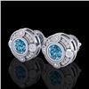 Image 1 : 1.5 ctw Fancy Intense Blue Diamond Art Deco Earrings 18k White Gold - REF-178W2H
