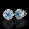 Image 2 : 1.5 ctw Fancy Intense Blue Diamond Art Deco Earrings 18k White Gold - REF-178W2H