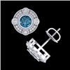 Image 3 : 1.5 ctw Fancy Intense Blue Diamond Art Deco Earrings 18k White Gold - REF-178W2H