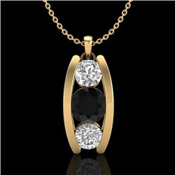 1.07 ctw Fancy Black Diamond Art Deco Stud Necklace 18k Yellow Gold - REF-101W8H