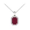 Image 2 : 5.50 ctw Ruby & Micro Pave VS/SI Diamond Necklace 18k White Gold - REF-79N6F